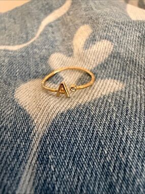 Vintage Gold Initial 'A' Hammered Adjustable Ring
